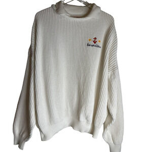 Vintage Sausalito Calif USA 100% Cotton Anchor Boyfriend Oversized Sweater